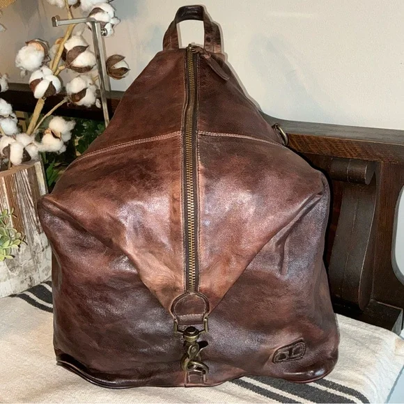 Bed Stu Leather 3 In 1 Delta Backpack Shoulder Bag HandBag Teak Rustic MSRP 345 - Picture 1 of 15